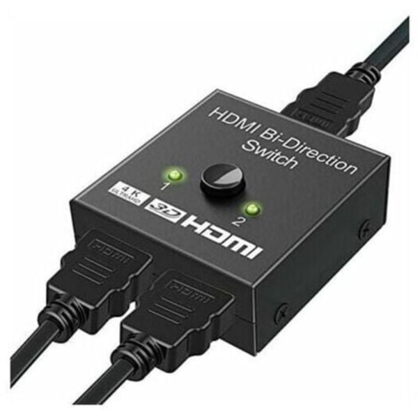 HDMI-switch, HDMI-splitter 4K Bi-Directionell Adapter 2 in 1 ut eller 1 in 2 ut Switch, Stöd för 3D 4K 1080P, HDCP, HDMI-switch för HDTV/Blu-Ray-spelare/
