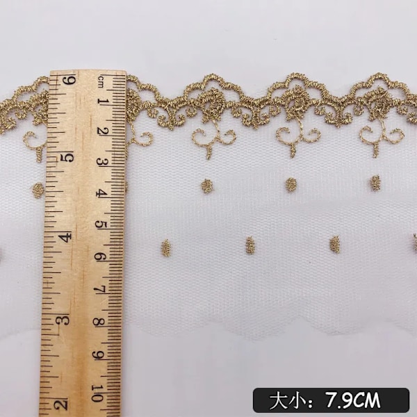 Transparent mesh guld blomster spets Mesh broderi klädtillbehör DIY dockkjol Lolit Barn Bröllop hattar spets