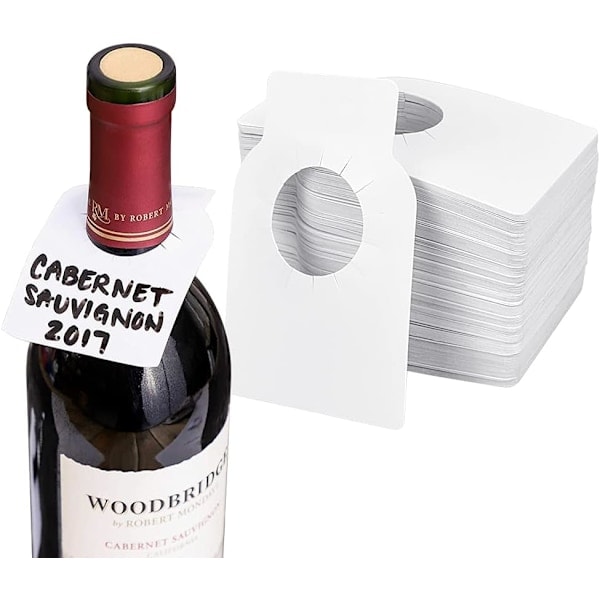 200 stk. flaskeetiketter, hvide flaskeetiketter, flaskeetiketter vin, PVC vinkælderetiketter, vinetiketter, vandtætte gaveetiketter, halsetiketter