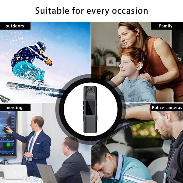 XJ-1080p Bærbar Kamera med Klips Mini DV Opptaker Opptakspenn 180 Graders Roterende Linse Infrarød Ni