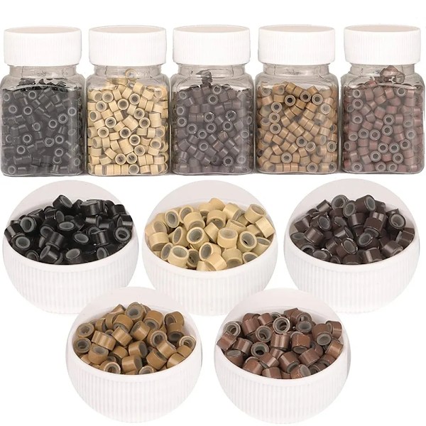 1000 stk silikonforet microlink-hårforlengelse 50*30 micro ring extensions perler verktøy for hår