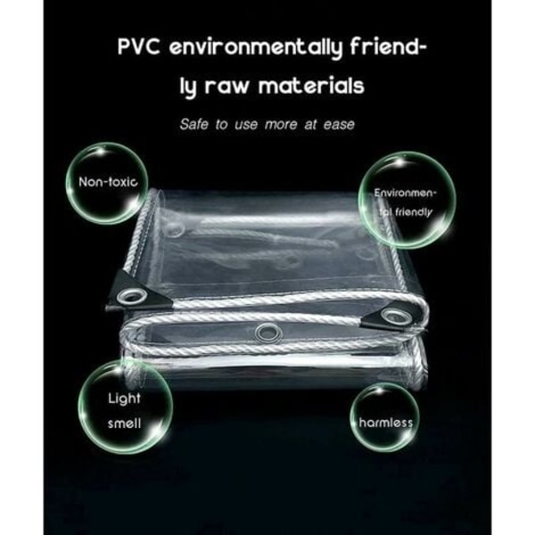 Genomskinlig presenning för utomhusbruk med öljetter i PVC-plast, vattentät, rivsäker, vindtät, idealisk för växter, växthus, tak, mått: 1,1 m x 2,9 m