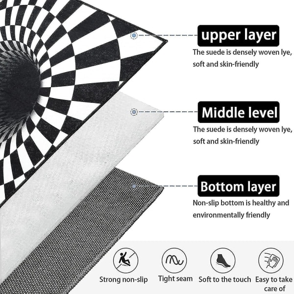 Mattan 3D Stereo Ruudullinen Vortex Optiset Illuusiot Matto Ruokailuhuoneeseen Matto Koti Makuuhuone Huone Sisustus Lattiamatto