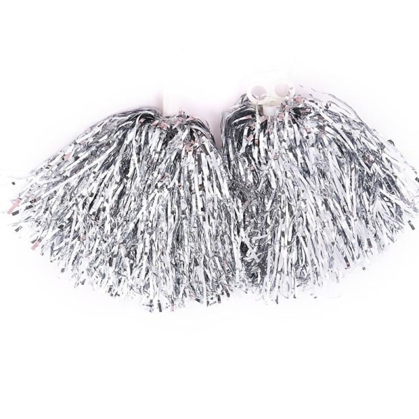 XJ-2 stk Cheerleader Pom Poms for Fest, Sport, Spill, Konkurranse - Sølv Stil 1 Rose Rød