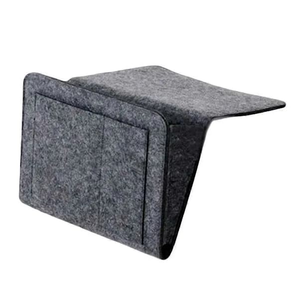 Felt Bedside Caddy with Pockets Bed Sofa Desk Hanging Storage Organizer for Phone Magazines Medium Gray Medium Gray