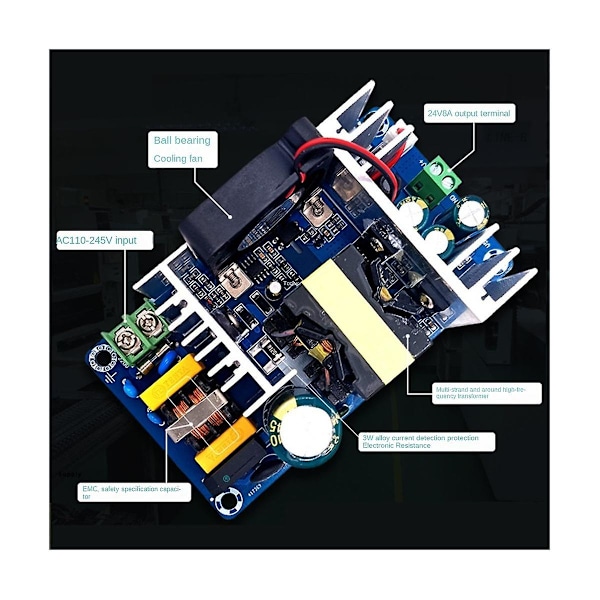 XJ-24v 8a Isolationsbrytare Strömmodul AC-DC Nedstegsmodul 220v Till 24v Strömkort Med Fläkt(vh3.96