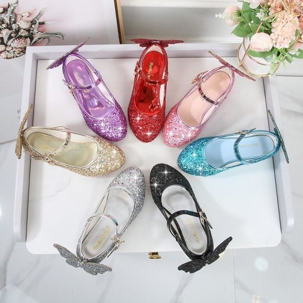 XJ-prinsesskor Elsa skor barn festskor rosa 19cm / Storlek