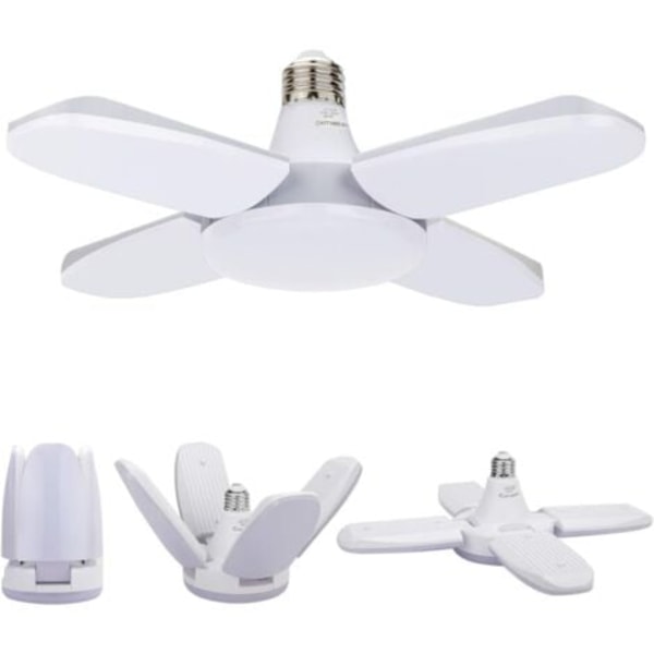LED-autotallivalo, 60 W E27 6500 K 4800 lm, muunneltava autotallivalo 4 säädettävällä paneelilla, LED-kattovalaisin autotalliin, varastoon, työpajaan, kellariin