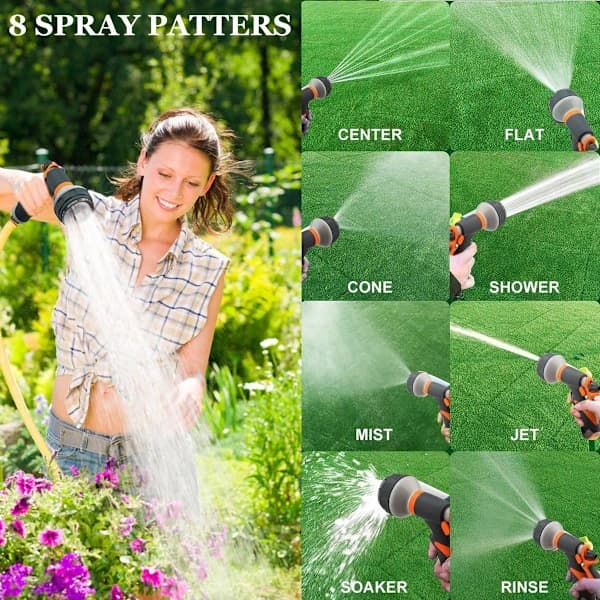 Garden Spray Nozzle, 8 Patterns, Lightweight and Comfortable, Water Saving and Eco-Friendly, Comfortable Grip