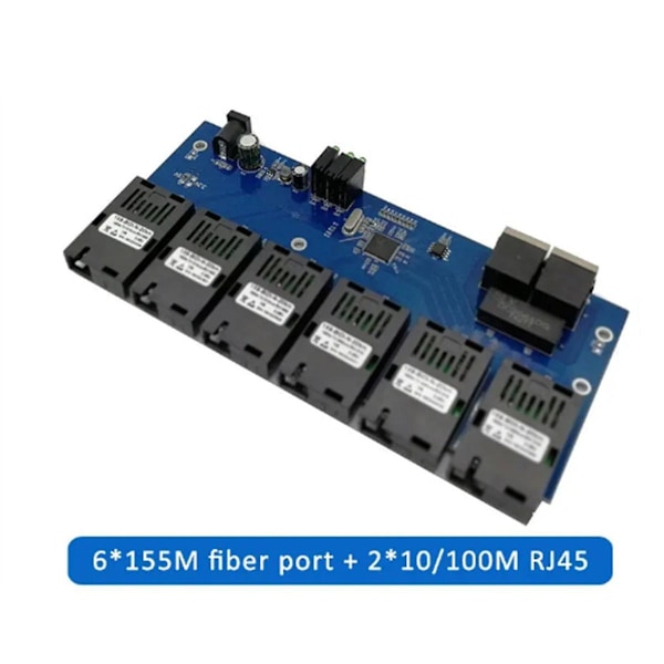 XJ-7f1e Fast Ethernet Switch Converter Pcb 20km Ethernet Fiber Optisk Mediekonverter Single Mode 1 R