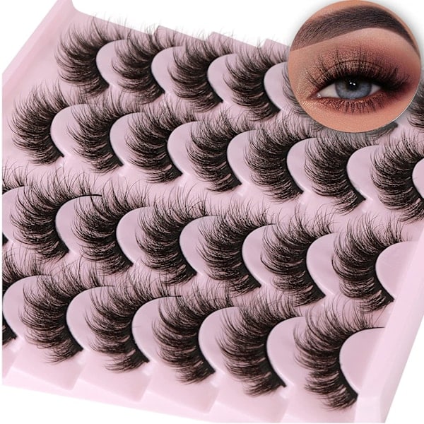 10 par fluffiga ögonfransar, naturliga fransar, 7D volym 12 mm lösögonfransar