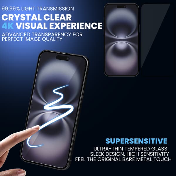 2-Pack iPhone 16 Screen Protector & 1-Pack Lens Protector - Tempered Glass 9H - Super Quality 3D iPhone 16 Iphone 16