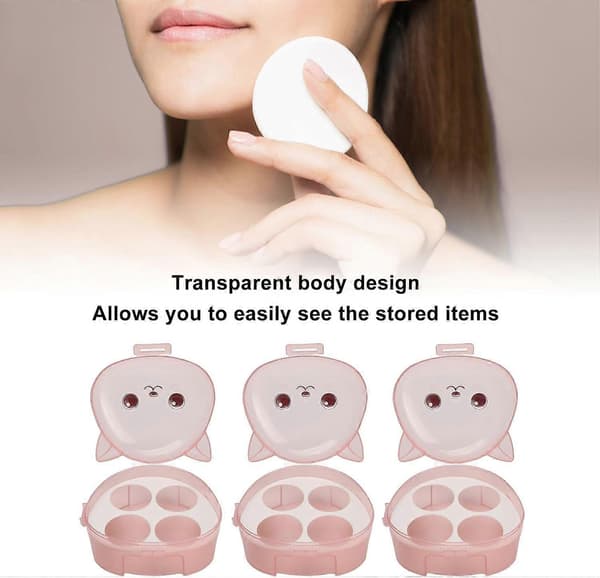 3 Pieces Makeup Sponge Holder, 4 Compartment Makeup Blender Case, Cat Shaped Transparent Cosmetic Sponge Container