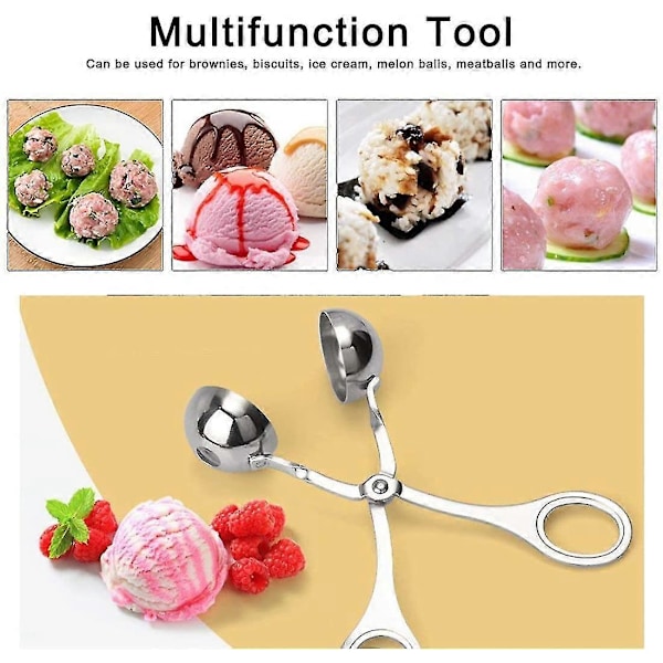 XJ-4 st Köttbullsformare/Köttbullsverktyg - Professionella Köttbullsformare i Rostfritt Stål, Cake Pops-formare, Isklämmor, Kakdegssked för Köket