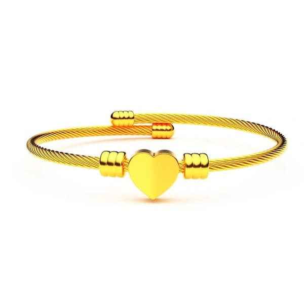 Kærlighedshjerte Charm Armbånd Wire Armbånd GULD Guld