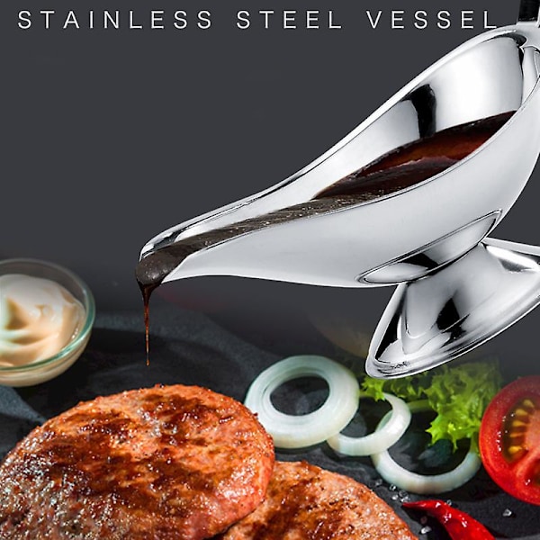 Rustfrit Stål Gravybåd, Saucier Med Ergonomisk Håndtag Saucebåd