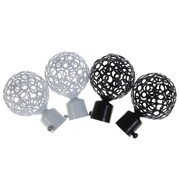 2 stk. 22 mm 28 mm Dia Draperi Gardinstænger Jern Endeknopper Sort 22 mm