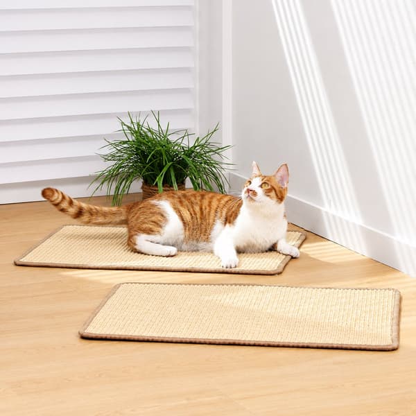 Katteklørematte 2-pakning Naturlig sisal klørematte med sklisikker bakside for møbelbeskyttelse for innekatter 25x50cm