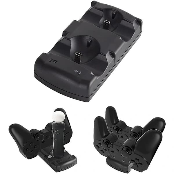 Ladestation til Playstation 3-controller 2-i-1 med LED-indikator Kompatibel med Playstation PS3/Move-controller
