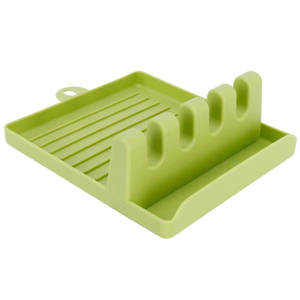 Kitchen Utensil Storage Multifunctional Pot Lid Holder and Plastic Spatula Organizer Green -Sy