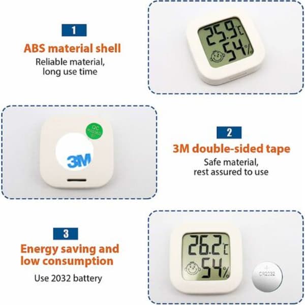 3-delt digitalt indendørs termometer hygrometer fugtighed temperatur LCD-display Bluetooth-sensor trådløst termometer til hjemmet, kontoret, digital