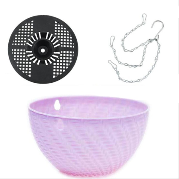 XJ-2x Hängande Plastkorg 16x10cm Trädgård Växt Kedja Planter (lila)