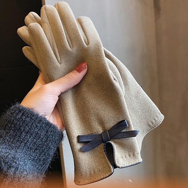 XJ-Kvinnors Vinter Nya Merinoull Fårskinns Läderhandskar