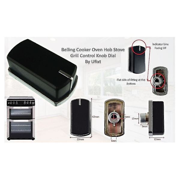 6 X Belling Komfur Ovn Kogeplade Grill Kontrolknap Drejeknap 083240900