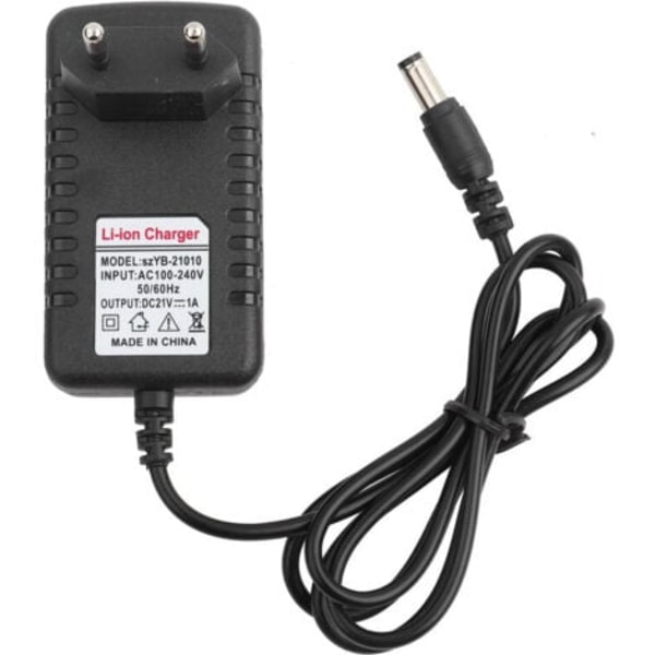 Lithium Batteri Oplader Adapter, 100-240V 50HZ/60HZ 21V/1A Erstatnings Strømadapter Tyk Kobberkerne Li-ION Oplader Adapter (EU Stik)