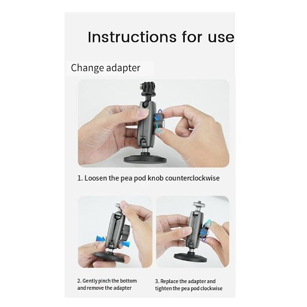 XJ-Magnetisk Actionkamerahållare i Aluminiumlegering 360 Justerbar 1/4 Adapter För