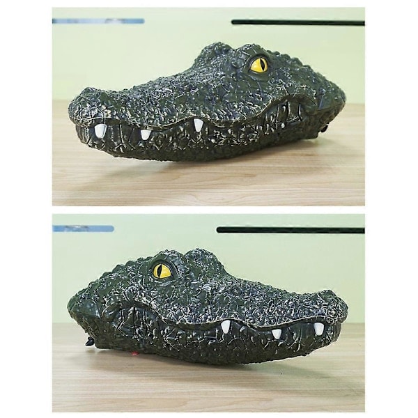 Fjärrstyrd alligatorhuvud för vatten, batteridriven simuleringskrokodil - Vattenleksaker, flytande vattentäta skämtleksaker Krokodil