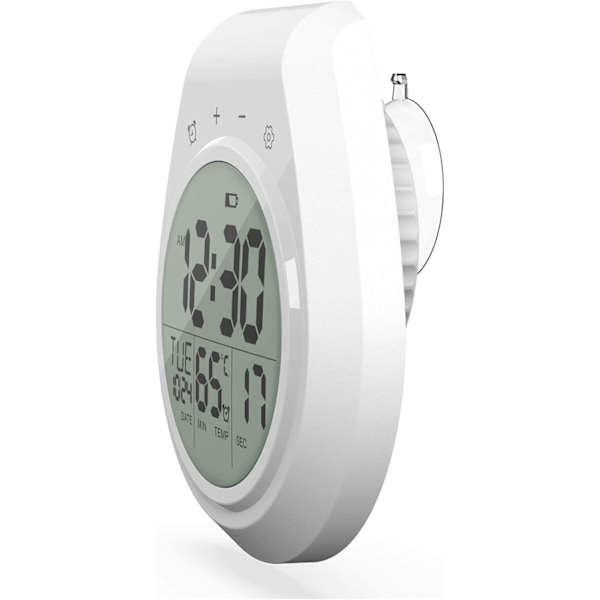 XJ-Digital Dusjklokke Vanntett, Baderom Timer Klokke, Digital Kjøkken Veggklokke, Stor LCD-skjerm, 12/24 Timers Format, Innetemperatur