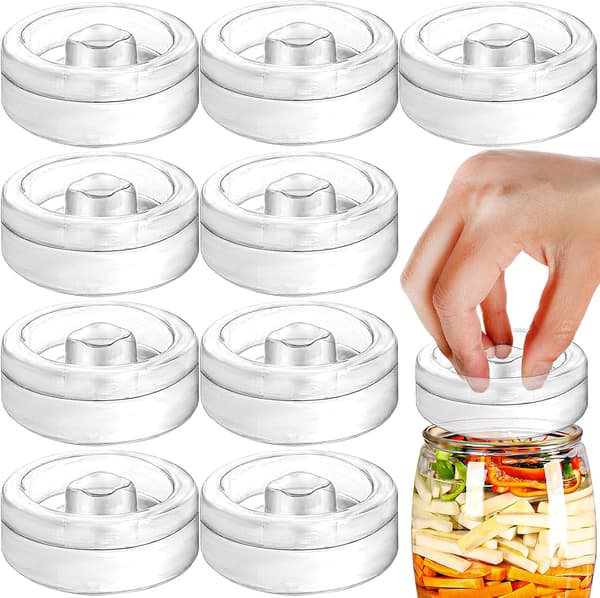 9-pack Glass Fermentation Weights with Easy-Grip Handle, 7 × 7 × 2.5 cm Fermentation Weights for Wide Mouth Mason Jars