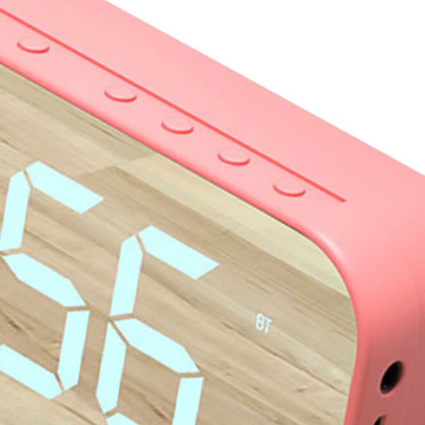 Bluetooth Högtalare Väckarklocka Digital Klocka med Bluetooth Högtalare Spegel Digital Display Väckarklocka för Sovrum Kontor Rosa