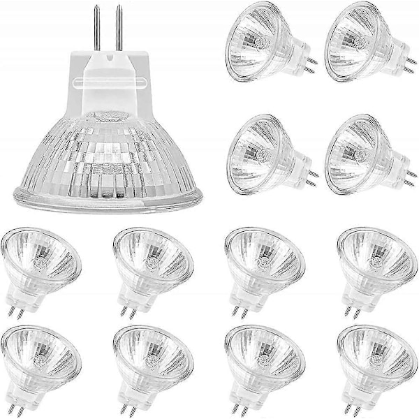 Mr11 Halogenpærer (12-pak), Gu4 Halogenpære 12v 20w, Mr11 Gu4 Dæmpbar Pære Glasbeskyttelse Til Loftlampe, 2-benet Halogenpære 2700k Varm Hvid