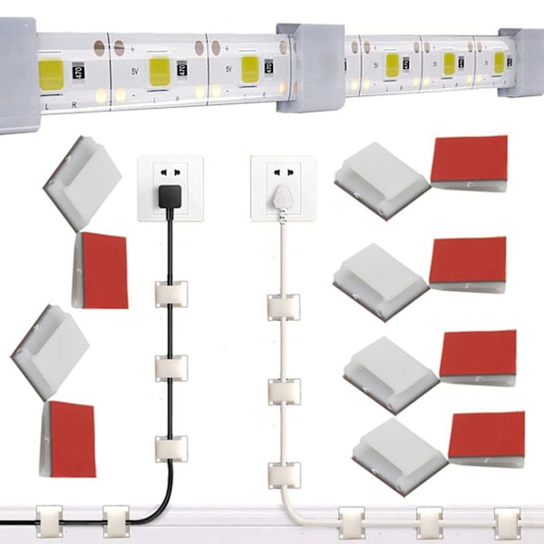 XJ-Självhäftande LED-strip Ljus Monteringsfästen Och Clips, LED-strip Ljus Clips, LED-strip Ljus Hållare