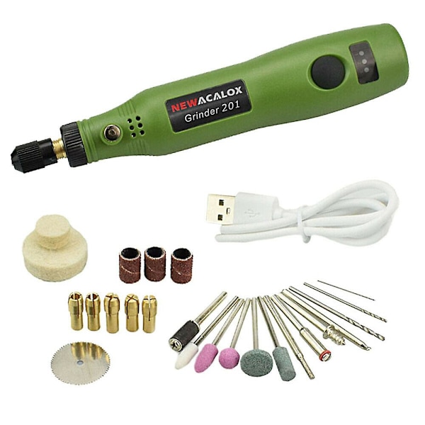 XJ-10w Hobby Craft Mini Boremaskine Slibeværktøj Sæt Modellering Polering Boring - Grøn