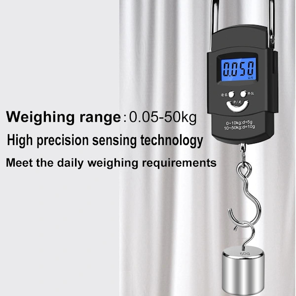 Electronic Luggage Scale with Hook, Max 50kg/110lb Portable Digital Scale, with LCD Display and One-Button Tare Function