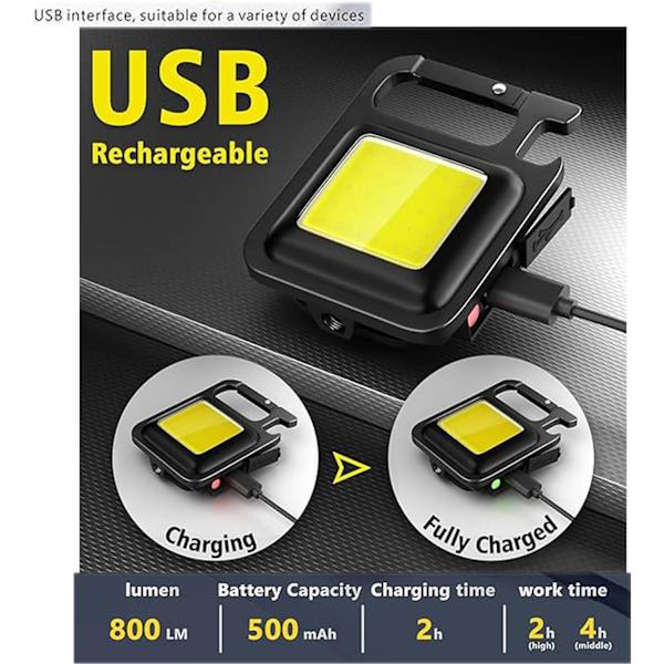2-pack Mini Portable Lamp, Small Rechargeable Lamp 800 Lumen COB Mini Flashlight with 4 Light Modes Work Light, Waterproof