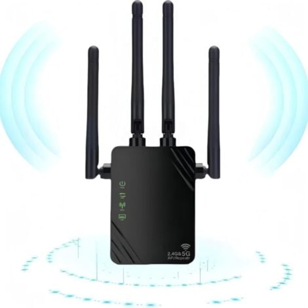 WiFi-toistin, 2024 Uusi WiFi-vahvistin, 1200mbps WiFi-vahvistin, Dual Band 5ghz ja 2.4GHz WiFi-vahvistin, Toistin/Reititin/AP-tila, 4 antennia, Ihanteellinen