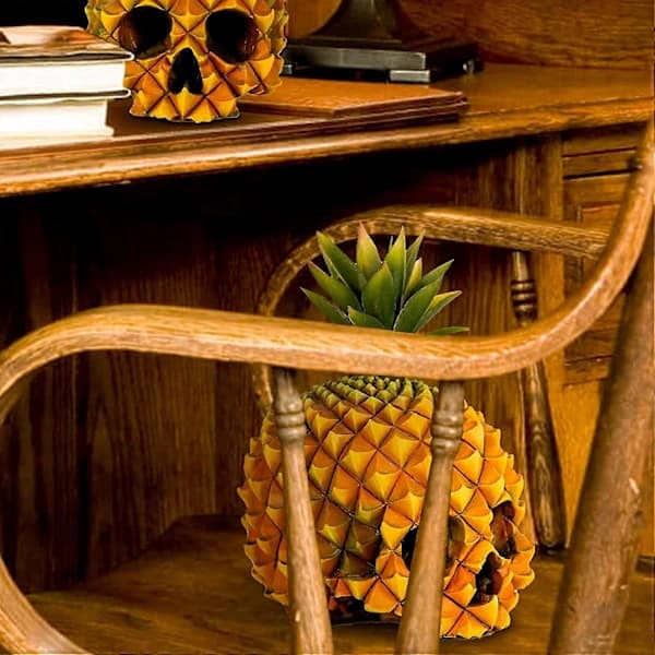 Ananas Dødninghode Dekorasjon, Ananas Dødninghode Modell i Resin, Realistisk Morsom Halloween Dødninghode Statue