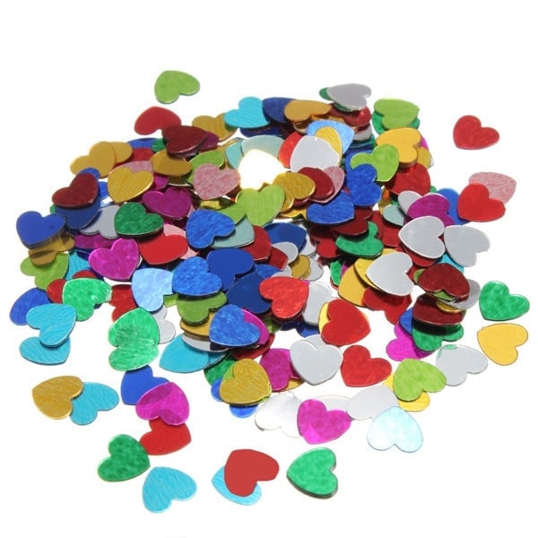 XJ-200 stk Metalliske Sequins - Hjerter flerfarvede