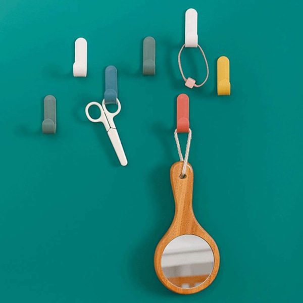 12 Self-Adhesive Hooks Wall Hanging Plastic Creative Cute J-Shaped Hooks Powerful Self-Adhesive Hooks for General Use