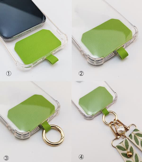 Crossbody telefonstropp, justerbar sommerfugl med perledekorasjoner, rosa