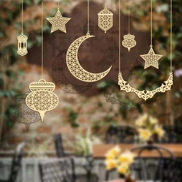9 st Eid Mubarak Ramadan Dekorationer