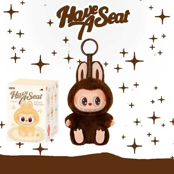 Labubu plysdukke Macaron action animationsfigur dukke hobby vedhæng dekoration sød mystisk æske PVC Børnedags overraskelse Brun Anden
