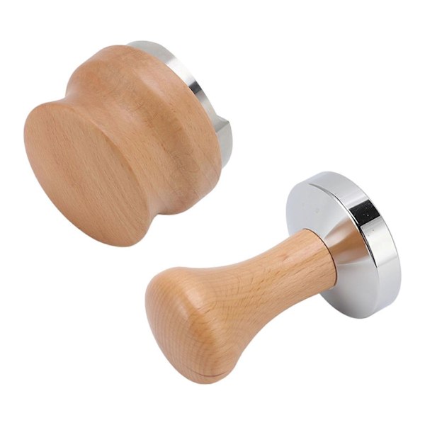 XJ-Kahvileimasin ja -jakelija Set ruostumattomasta teräksestä valmistetulla pohjalla ja puukahvalla 53 mm kotikahvilaan