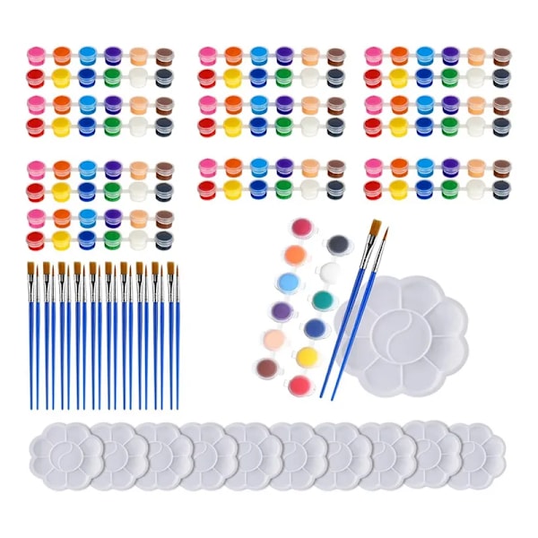 150 Dele Mini Akryl Maling Sæt, 12 Farver Vaskbar Akryl Maling Strimmel Børster Og Palette Til Børn Maleri Kunst Håndværk Holdbar