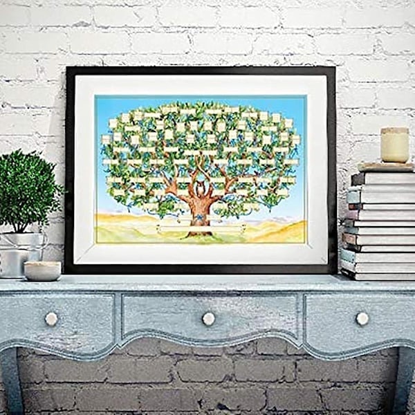 Utfyllbart slektstrekart, 6 generasjoner slektstavle plakat tomt utfyllbart slektstre, 40x60 cm slektstrekart slektsforskning