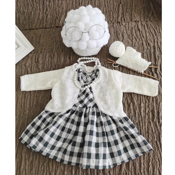Morsomt Baby Fotografering Rekvisitt Kostyme Spedbarn Jenter Cosplay Bestemor Klær Antrekk P31B